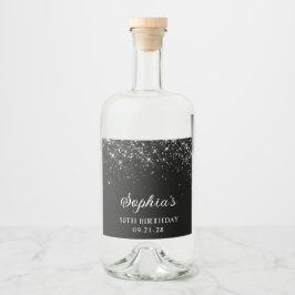 グリッタリーブラック50誕生日 リキュールボトルラベル