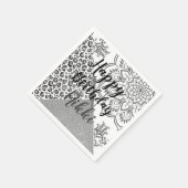 グリッタリーマンダラレオパードパーソナライズされた誕生日 スタンダードカクテルナプキン (角)