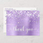 グリッタリーラベンダースウィート16ハートありがとう ポストカード (正面/裏面)