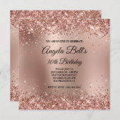 グリッタリー ローズゴールド オンブレ モノグラム 30歳の誕生日 招待状 (正面/裏面)