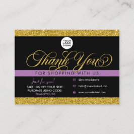 グリッターありがとうお客様のパッケージ挿入カード 名刺