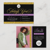 グリッターありがとうお客様のパッケージ挿入カード 名刺 (正面/裏面)