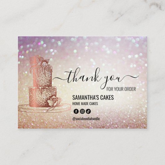 グリッターありがとうケーキ気にの指示 名刺 (裏面)