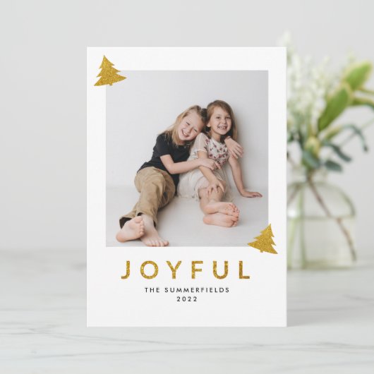 グリッターうれしそうな写真クリスマスホリデーカード (スタンド正面)