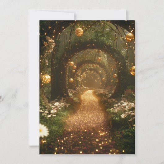 グリッターおとぎ話に魅了された森の赤ちゃんシャワー 招待状 (裏面)