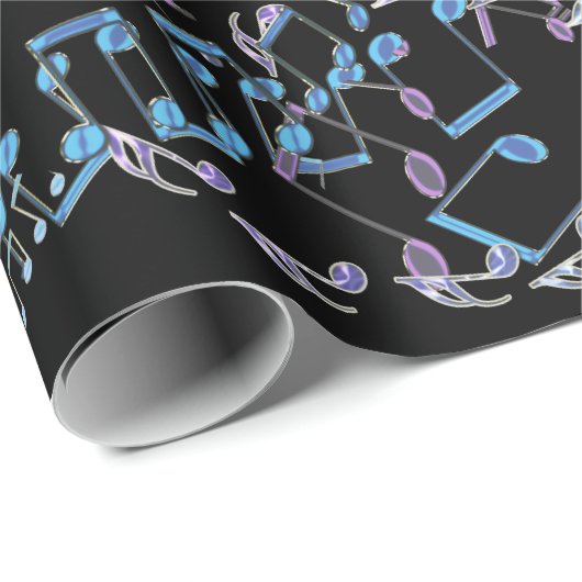 グリッターおよびきらきら光るな虹の音符 ラッピングペーパー (ロールコーナー)