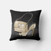 グリッターおよびシャインアクセサリーブラック/金ゴールドID675 クッション (裏面)