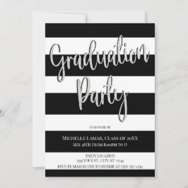 グリッターおよびストライプな卒業のパーティの招待状 招待状