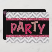 グリッターおよび輝やきのカスタムな誕生会の招待 招待状 (正面/裏面)