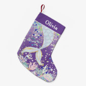 グリッターお洒落マーメイドビーチザシーアンダーザシー スモールクリスマスストッキング (正面 (吊り時))