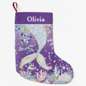 グリッターお洒落マーメイドビーチザシーアンダーザシー スモールクリスマスストッキング (正面)