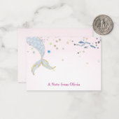 グリッターお洒落マーメイドビーチザシーアンダーザシー ノートカード (正面/裏面インサイチュ)