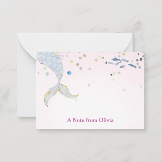 グリッターお洒落マーメイドビーチザシーアンダーザシー ノートカード (正面)