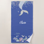 グリッターお洒落マーメイドビーチザシーアンダーザシー ビーチタオル (正面)