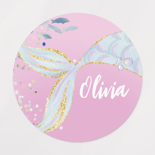 グリッターお洒落マーメイドビーチザシーアンダーザシー ラベル (デザイン1)