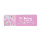 グリッターお洒落マーメイドビーチシー差出人住所 ラベル (正面)