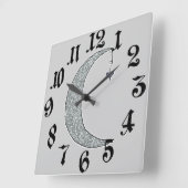 グリッターお洒落ムーンウォールクロック スクエア壁時計 (傾斜)