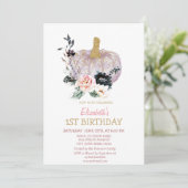 グリッターかぼちゃ花誕生日 招待状 (スタンド正面)