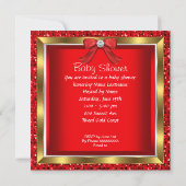 グリッターかわいいベビーシューベビーシャワーガールレッド 招待状 (裏面)