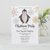 グリッターかわいいペンギンクリスマスディナーパーティーインヴィータ 招待状 (スタンド正面)