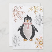 グリッターかわいいペンギンクリスマスディナーパーティーインヴィータ 招待状 (裏面)