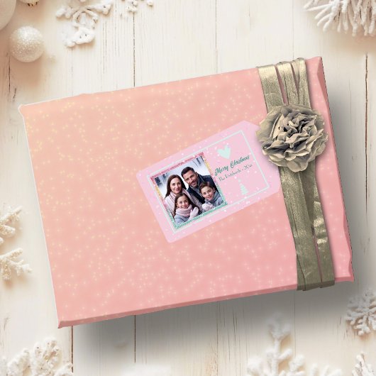 グリッターかわいらしピンククリスマスギフトラベル ギフトタグ