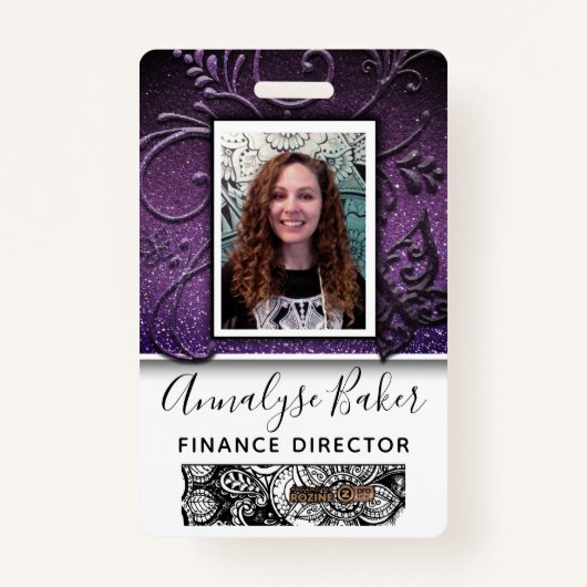 グリッターかわいらしプロフェッショナルCNAナース写真名 バッジ (正面)