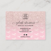 グリッターがアフターケア赤面ピンクイラストレーション 名刺 (裏面)