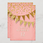 グリッターが落ちるコンフェッティ付のモダンなペナントバナー 招待状 (正面/裏面)