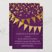 グリッターが落ちるコンフェッティ付のモダンなペナントバナー 招待状 (正面/裏面)