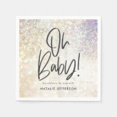 グリッターが赤ちゃんシャワーパーティーに輝く スタンダードカクテルナプキン (正面)