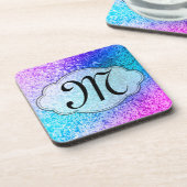 グリッターきらきら光るピガーリーックモノグラム飲料コースター コースター (左側)