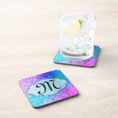 グリッターきらきら光るピガーリーックモノグラム飲料コースター コースター (右側)