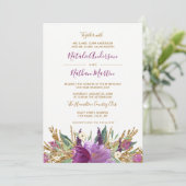 グリッターきらめくアメジスト結婚式招待状 招待状 (スタンド正面)