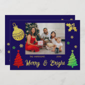 グリッターきらめくクリスマスツリーすてきリーフ写真 シーズンカード (正面/裏面)