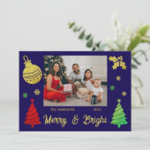 グリッターきらめくクリスマスツリーすてきリーフ写真 シーズンカード (スタンド正面)
