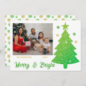 グリッターきらめくクリスマスツリー1枚の写真 シーズンカード (正面/裏面)