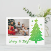 グリッターきらめくクリスマスツリー1枚の写真 シーズンカード (スタンド正面)