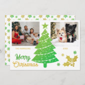 グリッターきらめくクリスマスツリー2枚の写真 シーズンカード (正面/裏面)