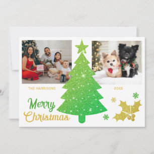 グリッターきらめくクリスマスツリー2枚の写真 シーズンカード
