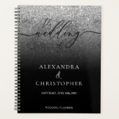 グリッターきらめくシルバー結婚の書道 プランナー手帳 (正面)