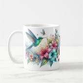 グリッターきらめくハエレガントンミンバードモノグラム コーヒーマグカップ (左)