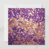 グリッターきらめくパープルと金ゴールド誕生日パーティー 招待状 (裏面)