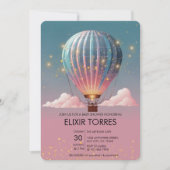グリッターきらめくホットエアバルーン赤ちゃんシャワー 招待状 (正面)