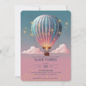 グリッターきらめくホットエアバルーン赤ちゃんシャワー 招待状 (正面)