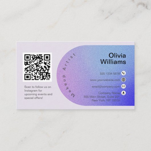 グリッターきらめく美しいサロンメーキャップ 名刺 (裏面)