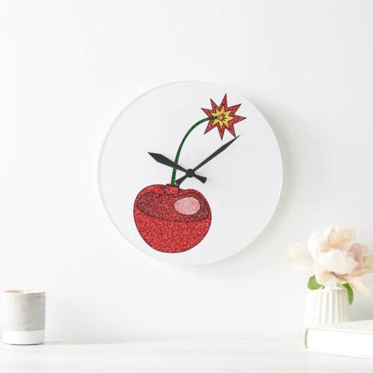 グリッターさくらんぼ爆弾 ラージ壁時計 (ホーム)