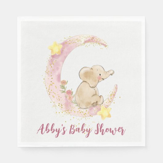 グリッターで月に象 スタンダードランチョンナプキン (正面)