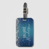 グリッターとつや消し金属モノグラム ラゲッジタグ (正面縦)