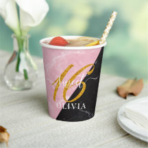 グリッターとエレガントマーブルスウィート16紙カップ